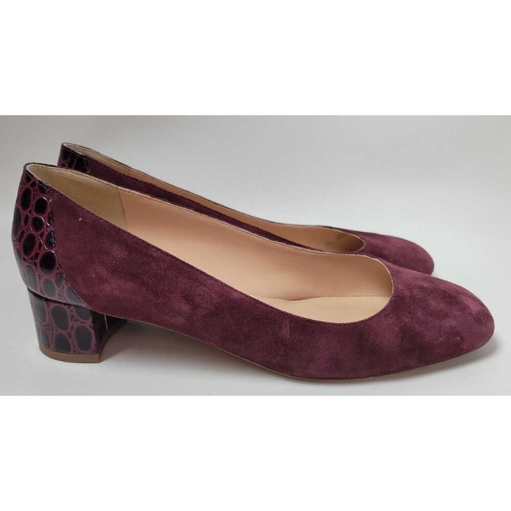 J. Crew Factory Plum Suede Block Heel Pumps